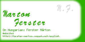 marton ferster business card