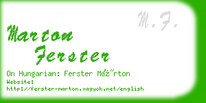 marton ferster business card